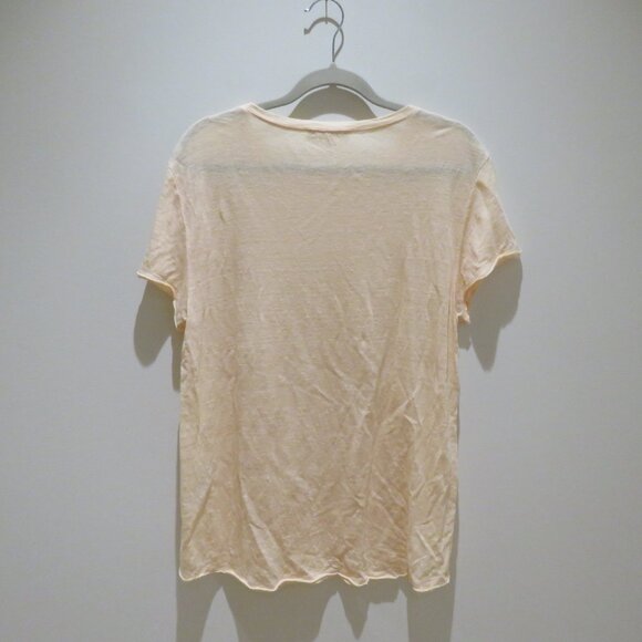 FRAME Easy True Linen Short Sleeve Slub Knit T-Shirt Light Peach Orange Casual - Picture 9 of 14